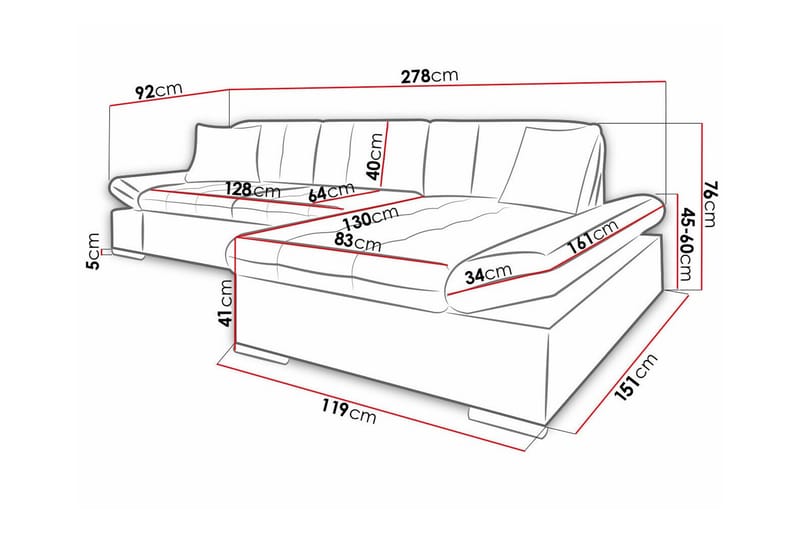 Kintore 3-seters Hjørnesofa - Beige - Møbler - Sofaer - Hjørnesofa