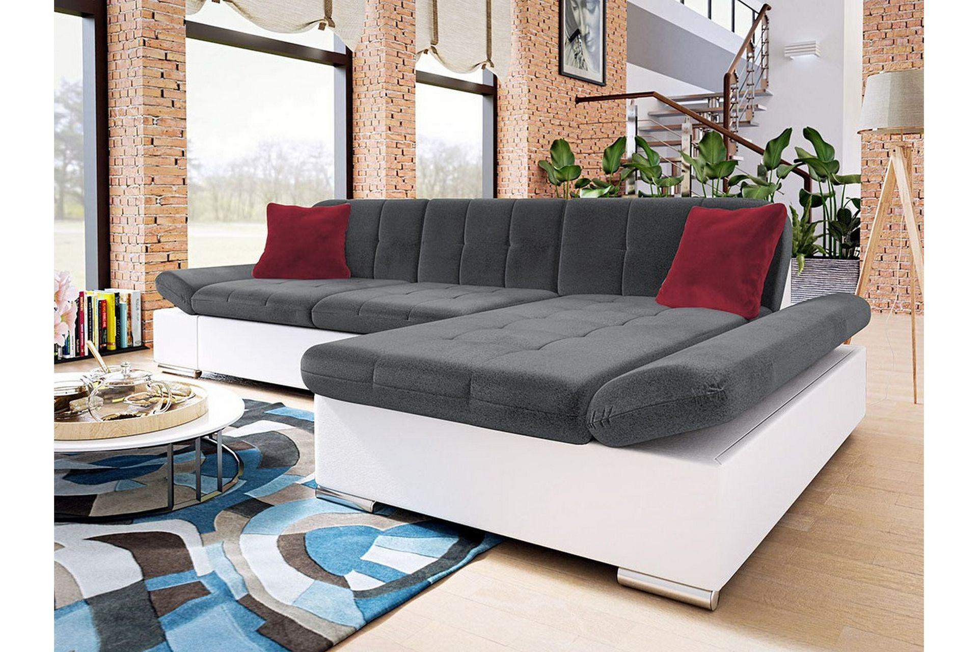 Kintore 3-seters Hjørnesofa - mørkegrå/hvit - Møbler - Sofaer - Sofa med sjeselong