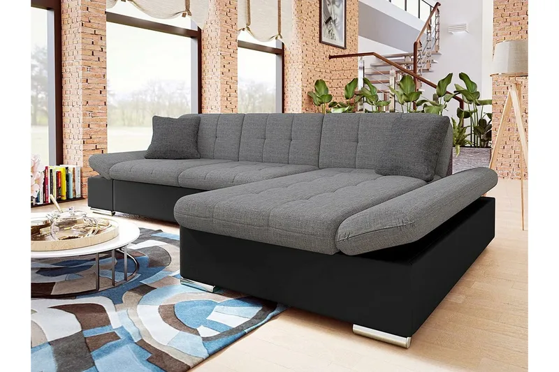 Kintore 3-sits Hörnsoffa Black/Grey - Møbler - Sofaer - Hjørnesofa