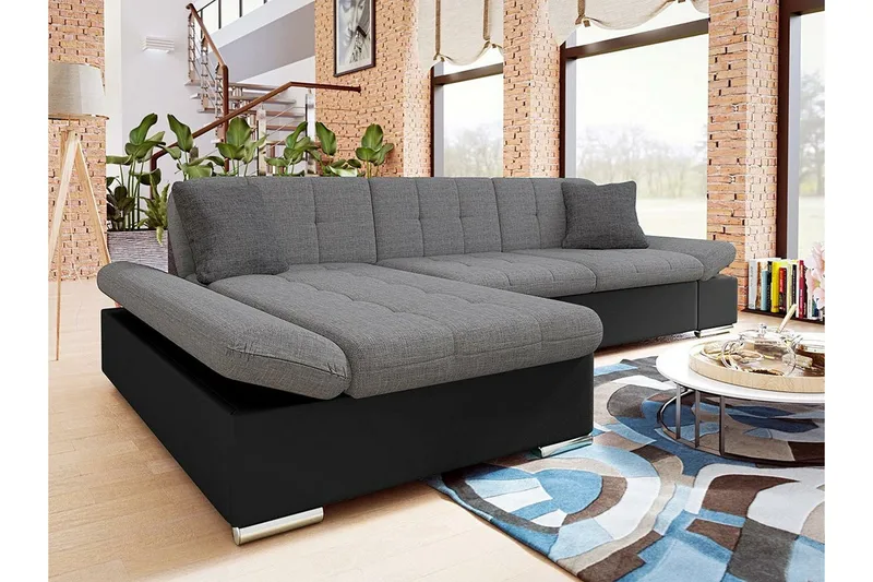 Kintore 3-sits Hörnsoffa NO_BRAND Grey/Black - Møbler - Sofaer - Hjørnesofa