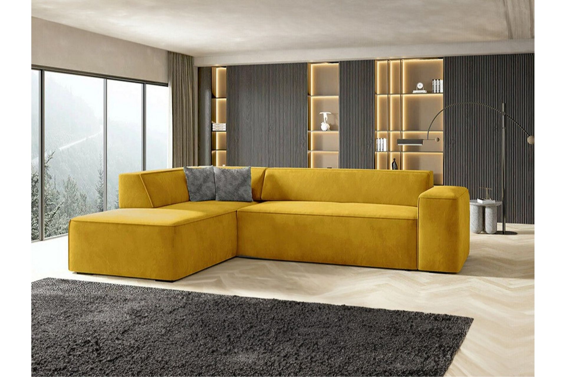 Kintore 4-seters Hjørnesofa - Gul - Møbler - Sofaer - Sofa med sjeselong