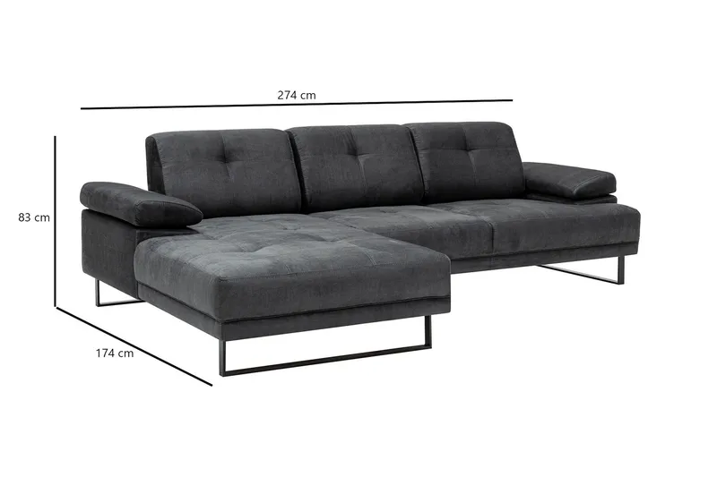 Kitimat Divansofa 3-seters - Antrasitt - Møbler - Sofaer - Sofa med sjeselong - 3 seters sofa med divan