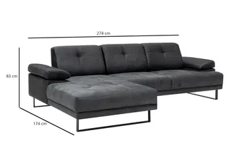 Kitimat Divansofa 3-seters - Antrasitt - Møbler - Sofaer - Sofa med sjeselong - 3 seters sofa med divan