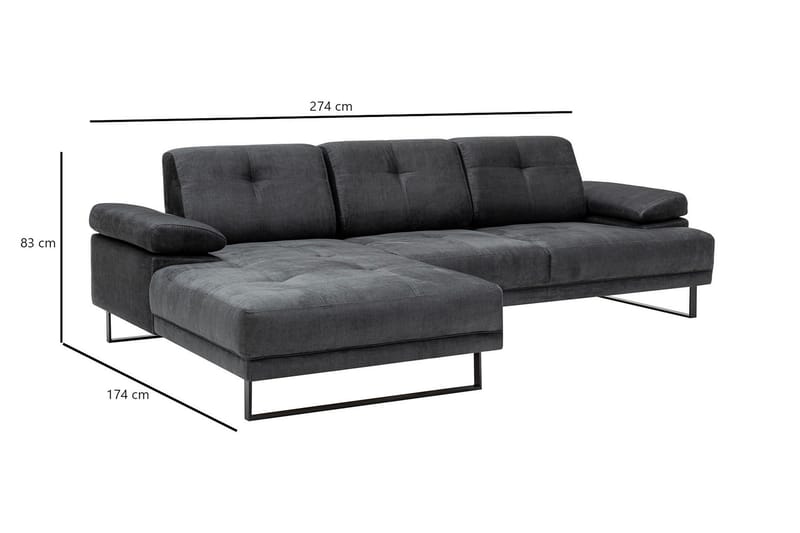Kitimat Divansofa 3-seters - Antrasitt - Møbler - Sofaer - Sofa med sjeselong - 3 seters sofa med divan