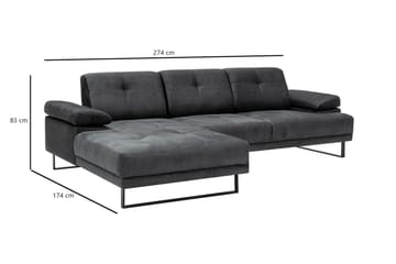 Kitimat Divansofa 3-seters - Antrasitt - Møbler - Sofaer - Hjørnesofa