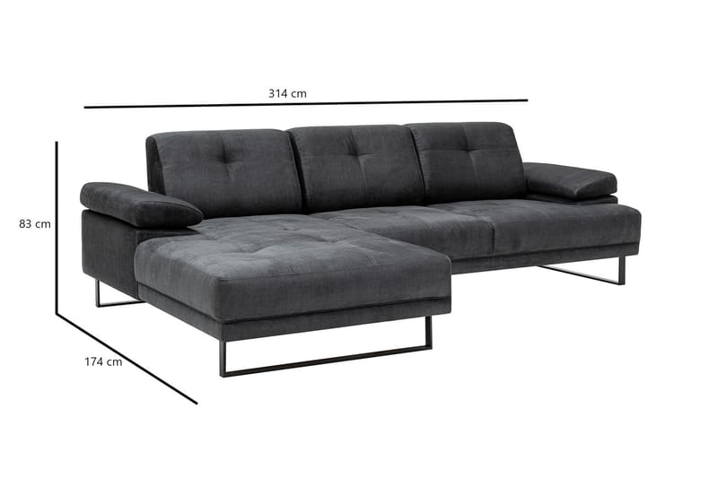 Kitimat Divansofa 3-seters - Antrasitt - Møbler - Sofaer - Hjørnesofa