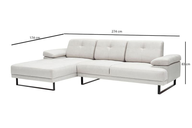 Kitimat Divansofa 3-seters - Beige - Hjørnesofa