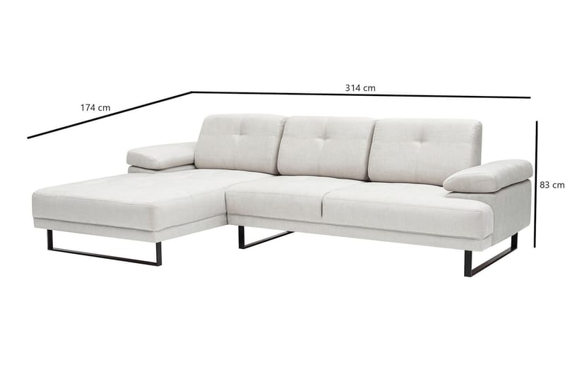 Kitimat Divansofa 3-seters - Beige - Hjørnesofa