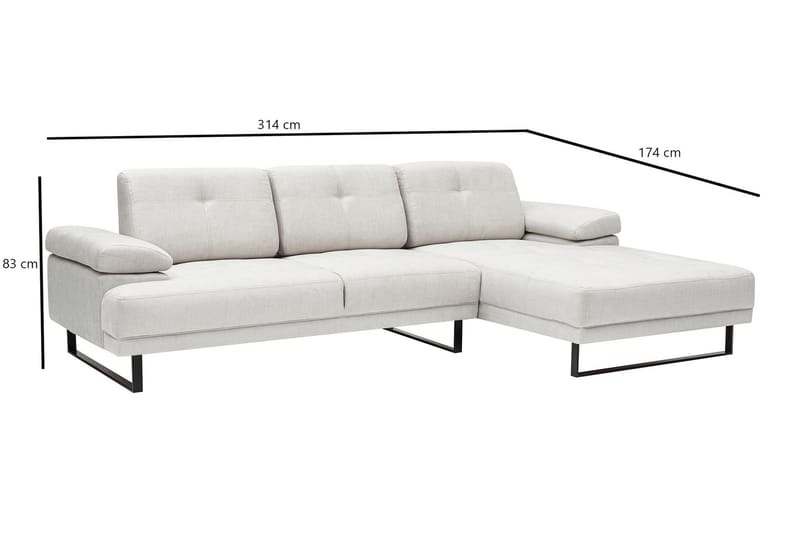 Kitimat Divansofa 3-seters - Beige - Hjørnesofa