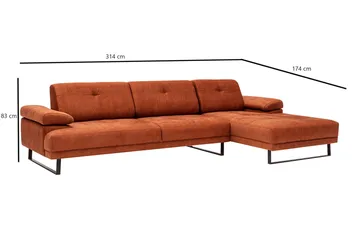 Kitimat Divansofa 3-seters - Oransje - Møbler - Sofaer - Sofa med sjeselong - 3 seters sofa med divan