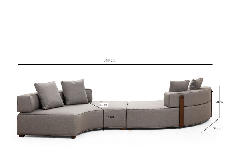 Lasalle Sofa 4-seters - Grå - Hjørnesofa