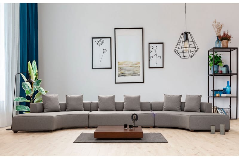 Lasalle Svängd Sofa 6-seters - Grå - Møbler - Sofaer