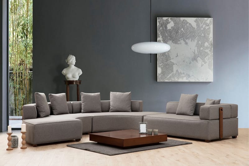 Lasalle Svängd Sofa 6-seters - Grå - Møbler - Sofaer - Hjørnesofa