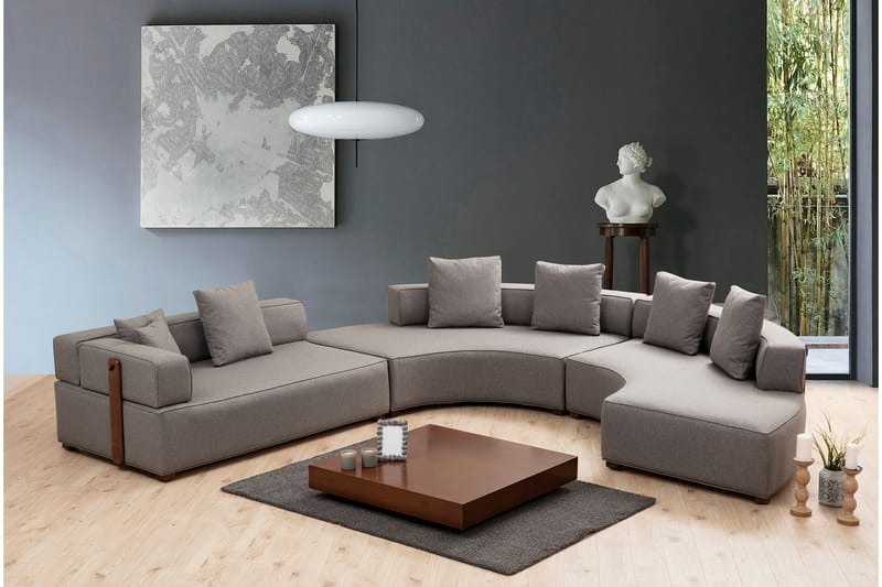 Lasalle Svängd Sofa 6-seters - Grå - Møbler - Sofaer - Hjørnesofa