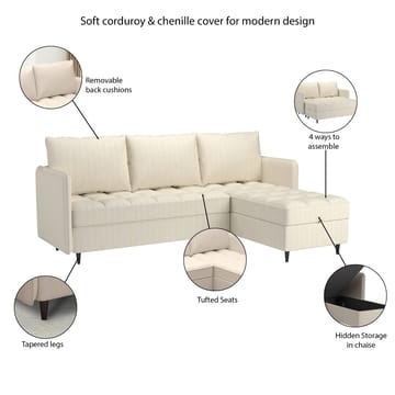Lindhus Hjørnesofa 3-seter - Brun - Møbler - Sofaer - Sofa med sjeselong