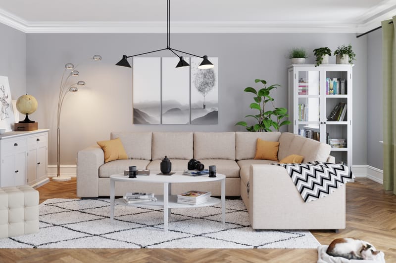 Link 5-seters Vendbar L-formet Hjørnesofa i Stoff - Beige - Møbler - Sofaer - Hjørnesofa