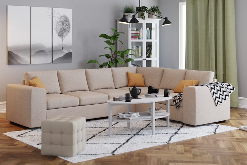 Link 5-seters Vendbar L-formet Hjørnesofa i Stoff - Beige - Møbler - Sofaer - Hjørnesofa