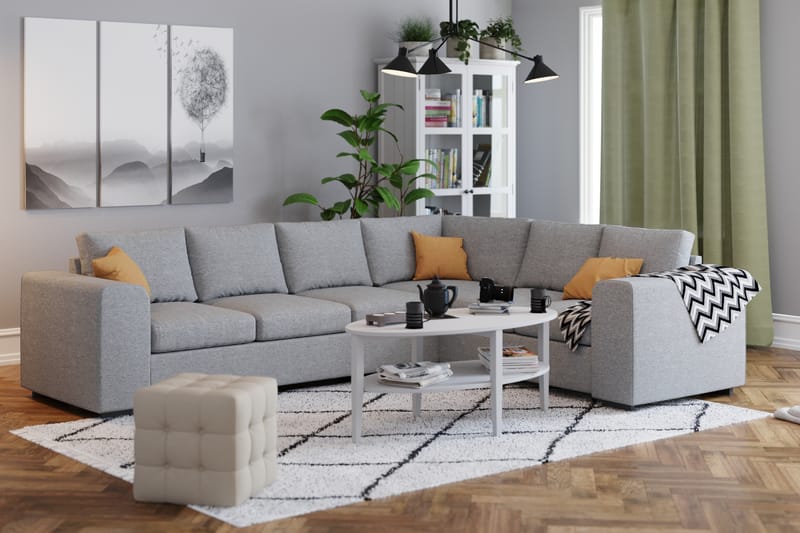 Link 5-seters Vendbar L-formet Hjørnesofa i Stoff - Lys grå - Møbler - Sofaer - Hjørnesofa