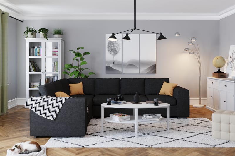Link 5-seters Vendbar L-formet Hjørnesofa i Stoff - Svart - Møbler - Sofaer - Hjørnesofa