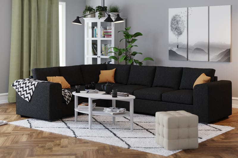 Link 5-seters Vendbar L-formet Hjørnesofa i Stoff - Svart - Møbler - Sofaer - Hjørnesofa
