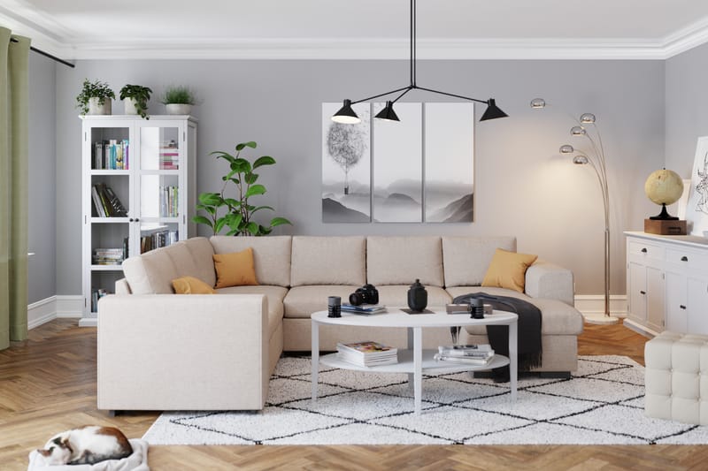 Link 5-seters Vendbar U-formet Hjørnesofa med Divan i Stoff - Beige - Møbler - Sofaer - Hjørnesofa - Hjørnesofa med divan