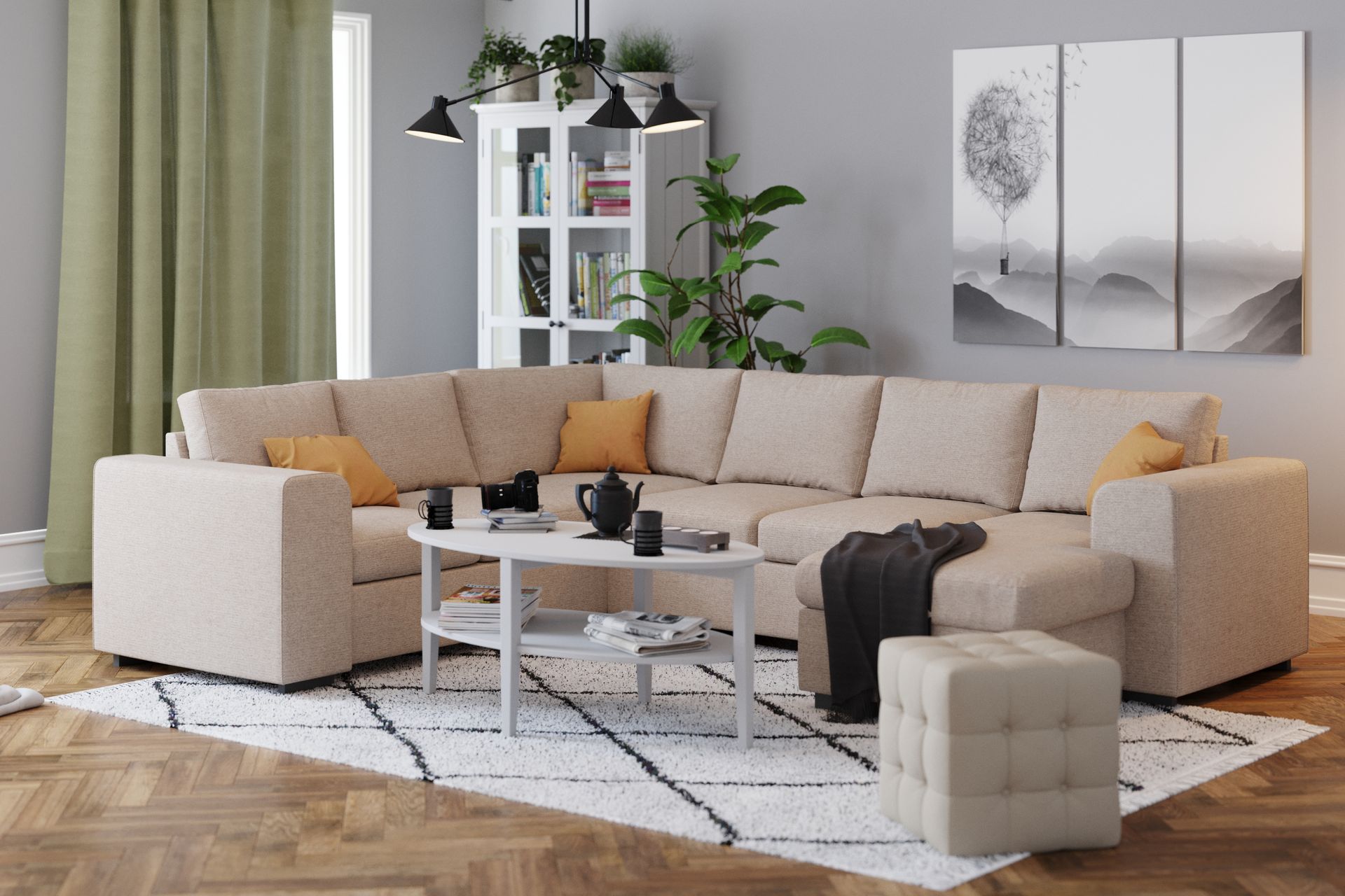 Link 5-seters Vendbar U-formet Hjørnesofa med Divan i Stoff - Beige - Møbler - Sofaer - Hjørnesofa - Hjørnesofa med divan