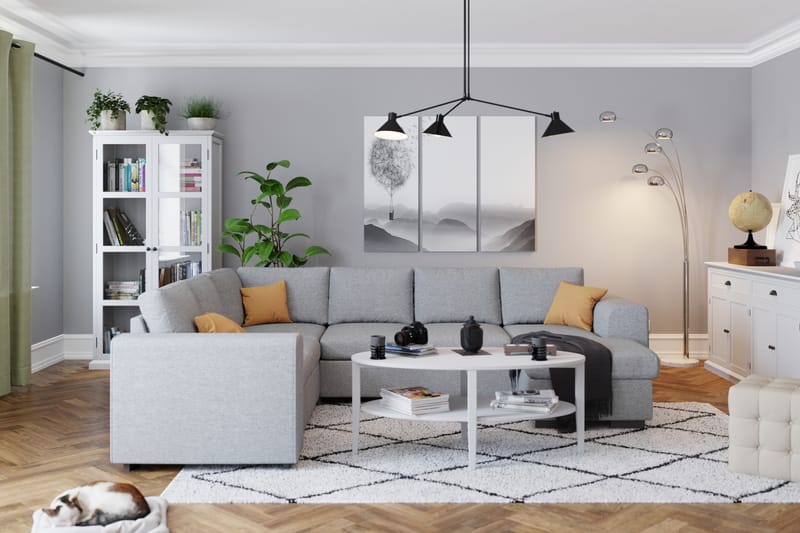 Link 5-seters Vendbar U-formet Hjørnesofa med Divan i Stoff - Lys grå - Møbler - Sofaer - Hjørnesofa - Hjørnesofa med divan