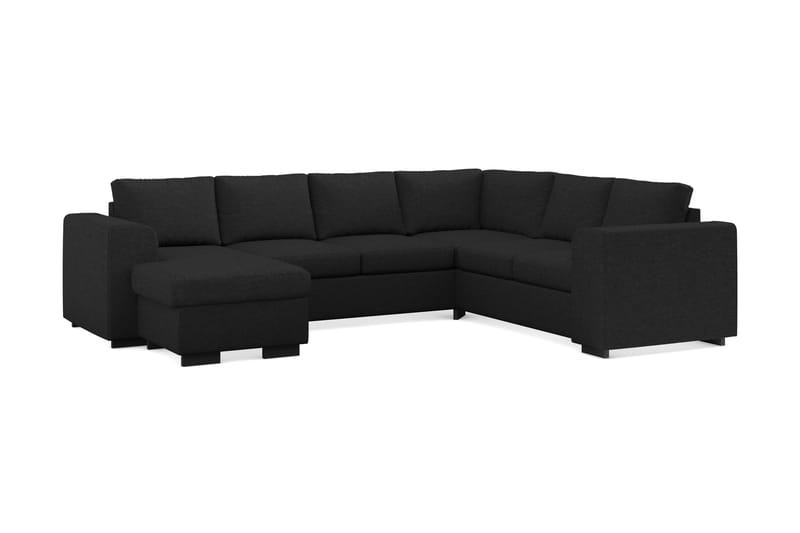 Link 5-seters Vendbar U-formet Hjørnesofa med Divan i Stoff - Svart - Møbler - Sofaer - Hjørnesofa - Hjørnesofa med divan