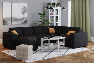 Link 5-seters Vendbar U-formet Hjørnesofa med Divan i Stoff - Svart - Møbler - Sofaer - Hjørnesofa - Hjørnesofa med divan