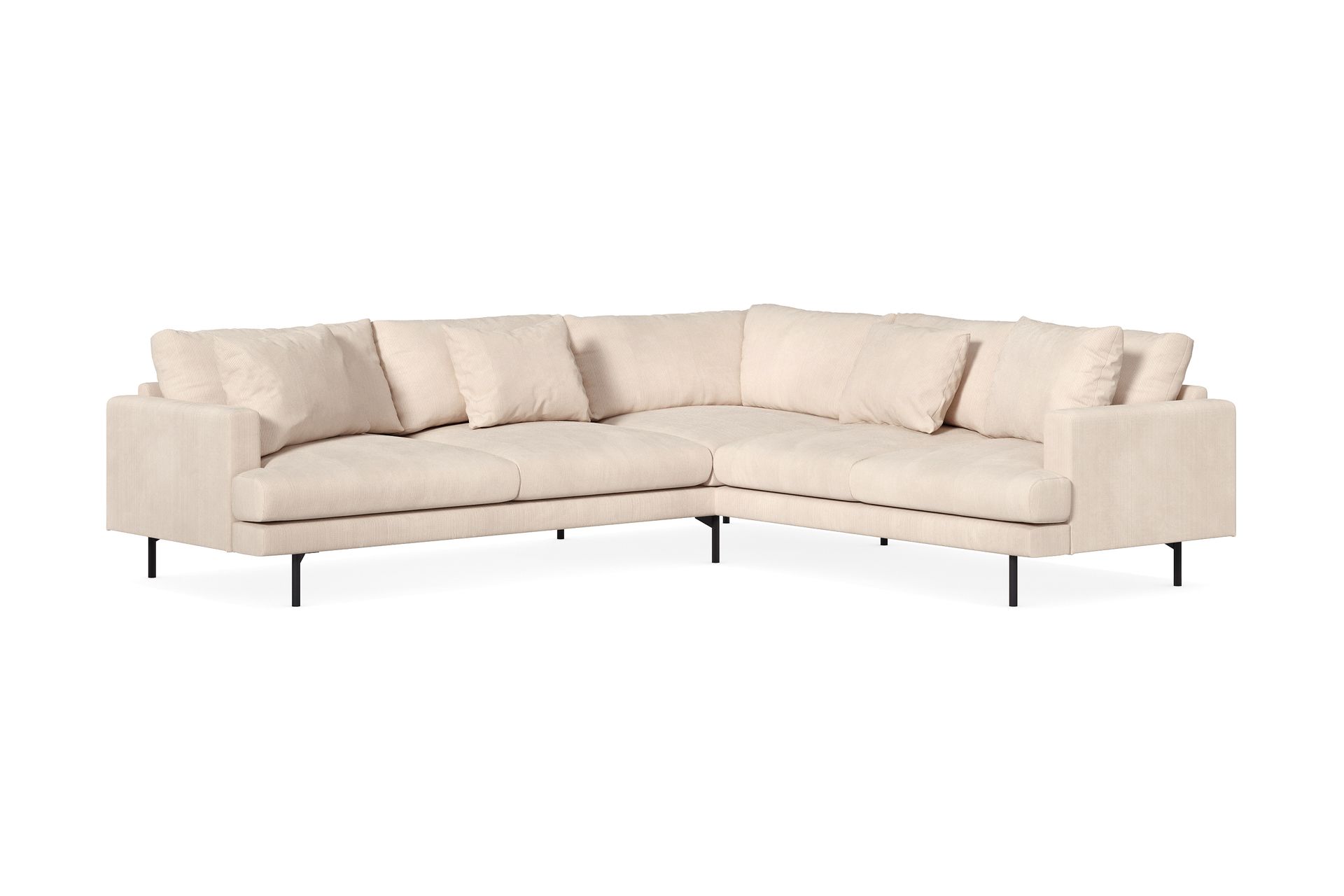 Menard 6-seters Høyrevendt L-formet Hjørnesofa i Manchester - Beige - Møbler - Sofaer - Hjørnesofa