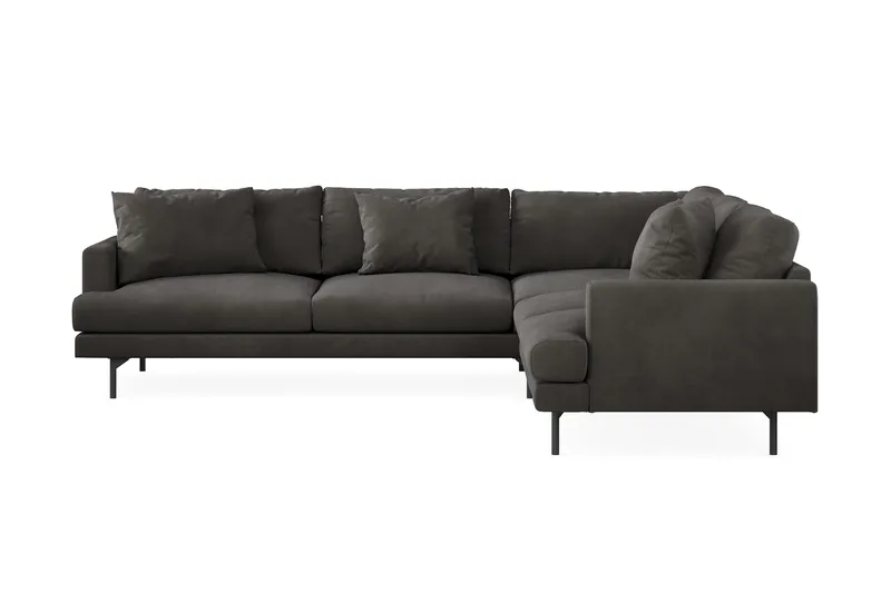 Menard 6-seters Høyrevendt L-formet Hjørnesofa i Manchester - Mørk grå - Møbler - Sofaer - Hjørnesofa