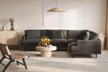 Menard 6-seters Høyrevendt L-formet Hjørnesofa i Manchester - Mørk grå - Møbler - Sofaer - Hjørnesofa