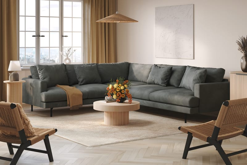 Menard 6-seters Venstrevendt L-formet Hjørnesofa i Manchester - Grå - Møbler - Sofaer - Hjørnesofa