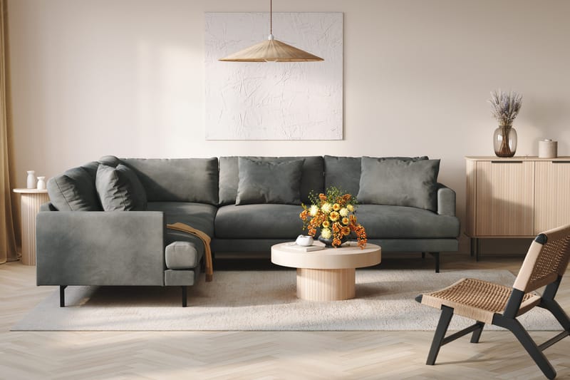 Menard 6-seters Venstrevendt L-formet Hjørnesofa i Manchester - Grå - Møbler - Sofaer - Hjørnesofa