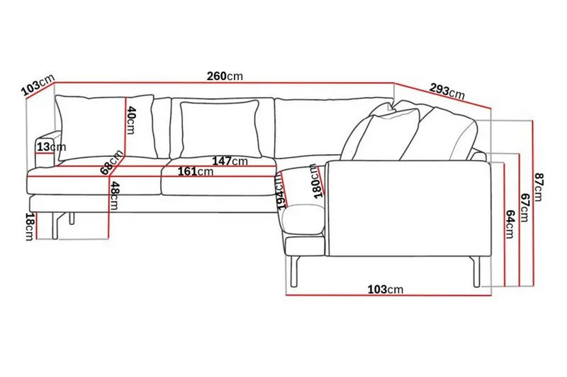 Menard 6-seters Venstrevendt L-formet Hjørnesofa i Manchester - Grønn - Møbler - Sofaer - Hjørnesofa
