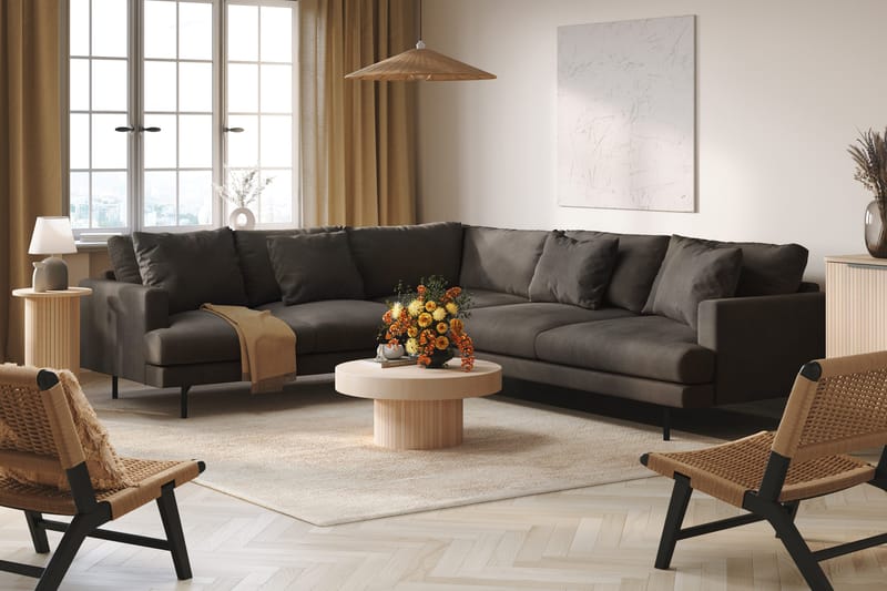 Menard 6-seters Venstrevendt L-formet Hjørnesofa i Manchester - Mørk grå - Møbler - Sofaer - Hjørnesofa