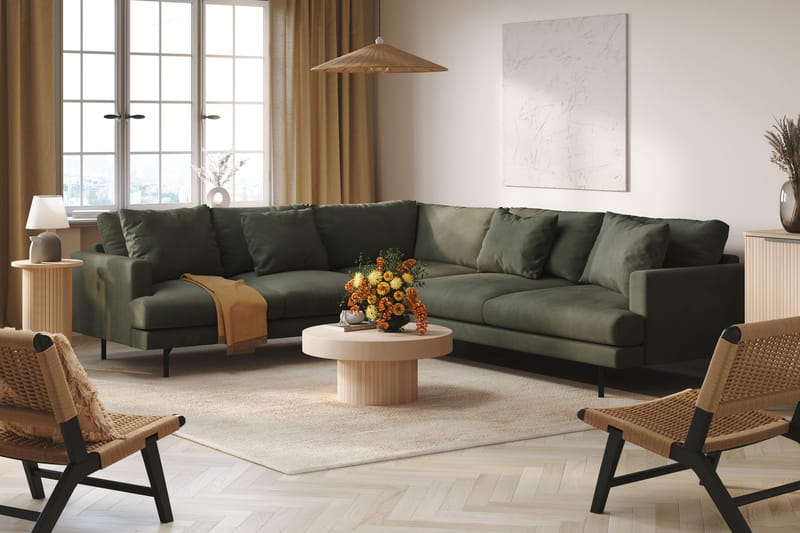 Menard 6-seters Venstrevendt L-formet Hjørnesofa i Manchester - Mørk grønn - Møbler - Sofaer - Hjørnesofa