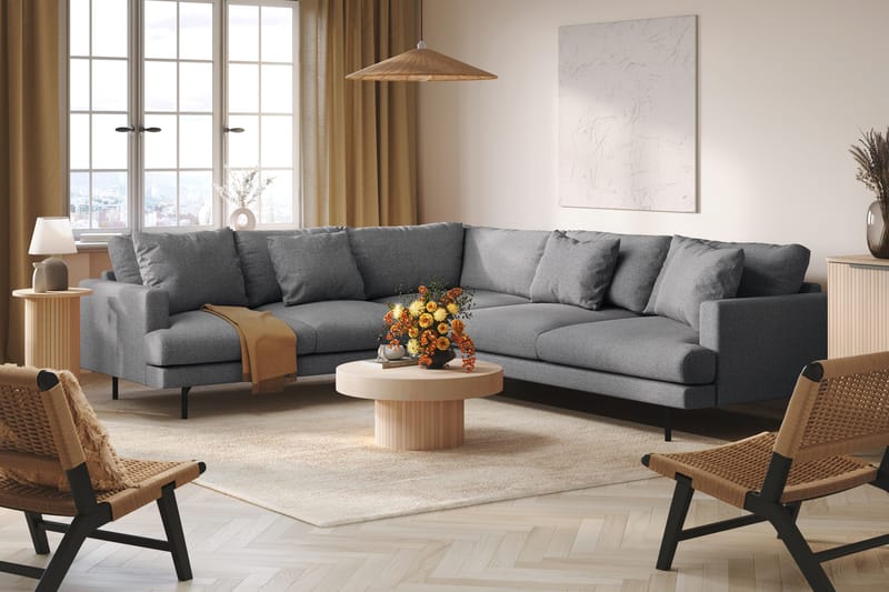 Menard 6-seters Venstrevendt L-formet Hjørnesofa i Stoff - Mørk grå - Møbler - Sofaer - Hjørnesofa