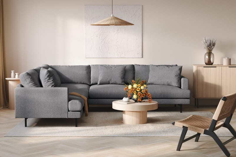 Menard 6-seters Venstrevendt L-formet Hjørnesofa i Stoff - Mørk grå - Møbler - Sofaer - Hjørnesofa