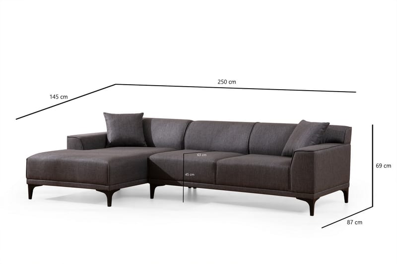 Mississauga Divansofa 3-seters - Antrasitt - Møbler - Sofaer - Hjørnesofa