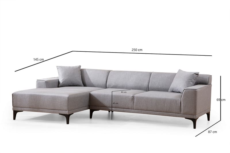 Mississauga Divansofa 3-seters - Grå - Møbler - Sofaer - Hjørnesofa