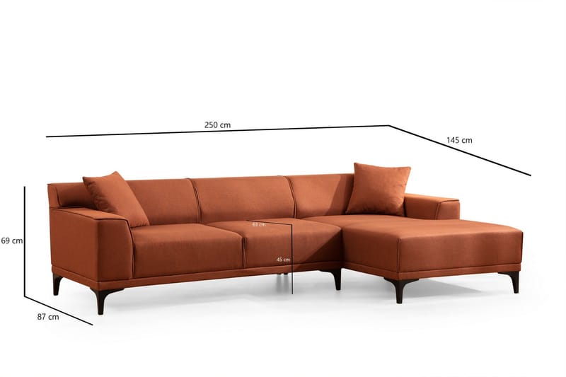 Mississauga Divansofa 3-seters - Oransje - Møbler - Sofaer - Hjørnesofa