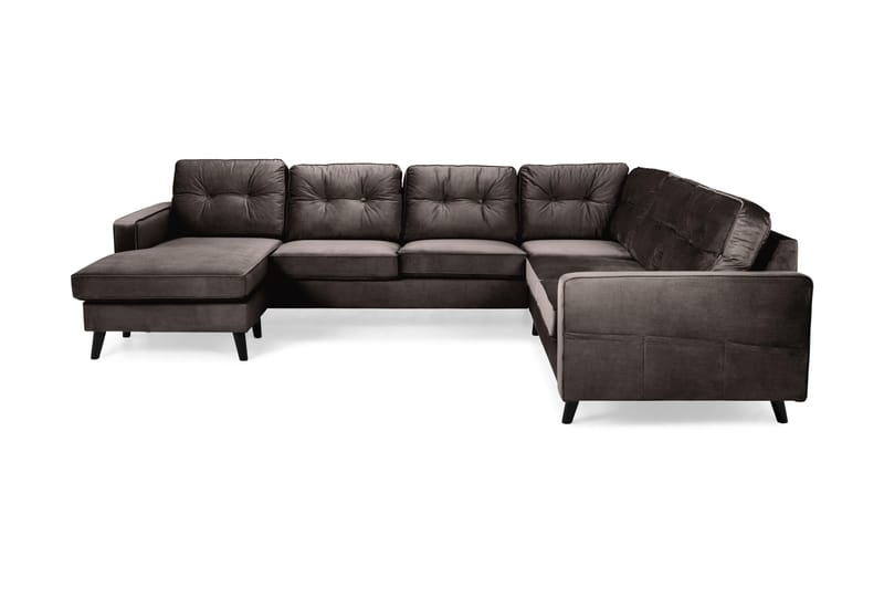 Monroe 5-seters Vendbar U-formet Hjørnesofa med Divan i Fløyel - Brun - Møbler - Sofaer - Hjørnesofa - Hjørnesofa med divan