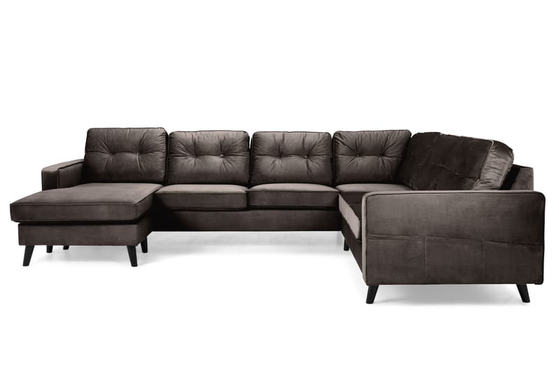 Monroe 5-seters Vendbar U-formet Hjørnesofa med Divan i Fløyel - Brun - Møbler - Sofaer - Hjørnesofa - Hjørnesofa med divan