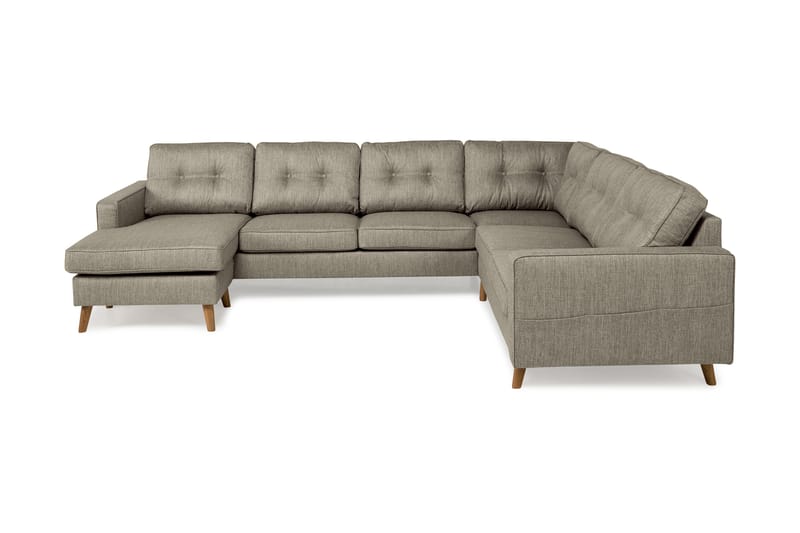 Monroe 5-seters Vendbar U-formet Hjørnesofa med Divan i Stoff - Beige / Grå - Møbler - Sofaer - Hjørnesofa - Hjørnesofa med divan