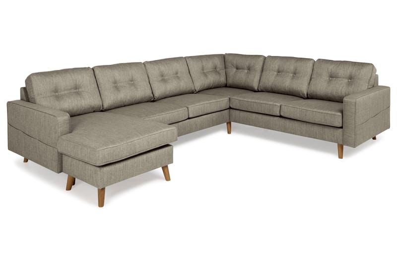 Monroe 5-seters Vendbar U-formet Hjørnesofa med Divan i Stoff - Beige / Grå - Møbler - Sofaer - Hjørnesofa - Hjørnesofa med divan