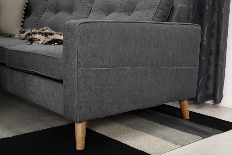 Monroe 5-seters Vendbar U-formet Hjørnesofa med Divan i Stoff - Mørk grå - Møbler - Sofaer - Hjørnesofa - Hjørnesofa med divan