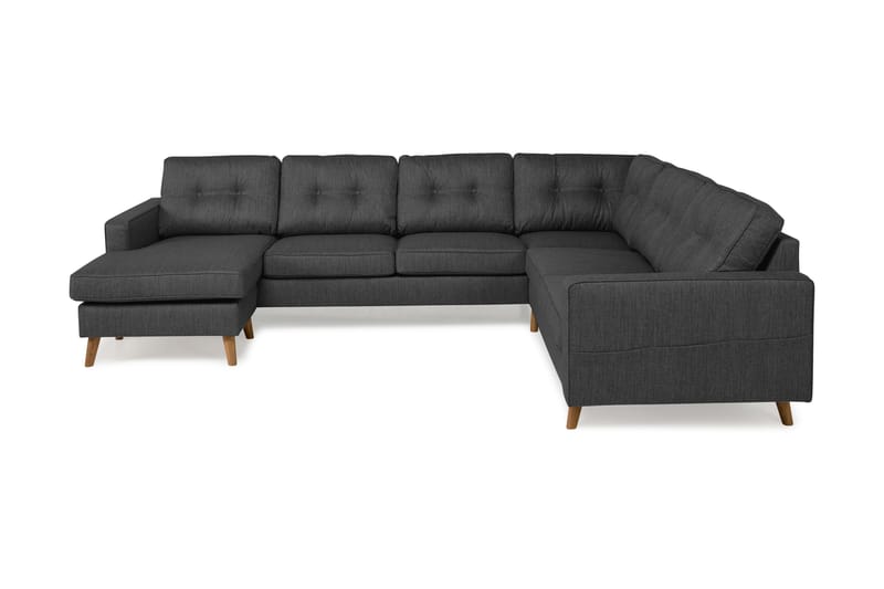 Monroe 5-seters Vendbar U-formet Hjørnesofa med Divan i Stoff - Mørk grå - Møbler - Sofaer - Hjørnesofa - Hjørnesofa med divan