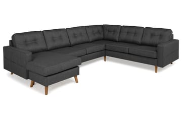 Monroe 5-seters Vendbar U-formet Hjørnesofa med Divan i Stoff - Mørk grå - Møbler - Sofaer - Hjørnesofa - Hjørnesofa med divan