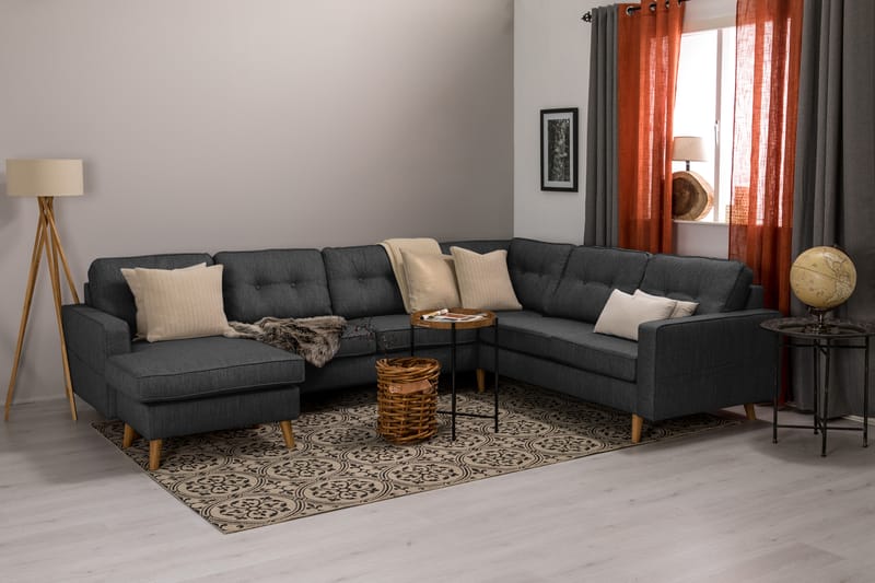 Monroe Hjørnesofa med Divan Vendbar - Mørkegrå - Møbler - Sofaer - Hjørnesofa - Hjørnesofa med divan